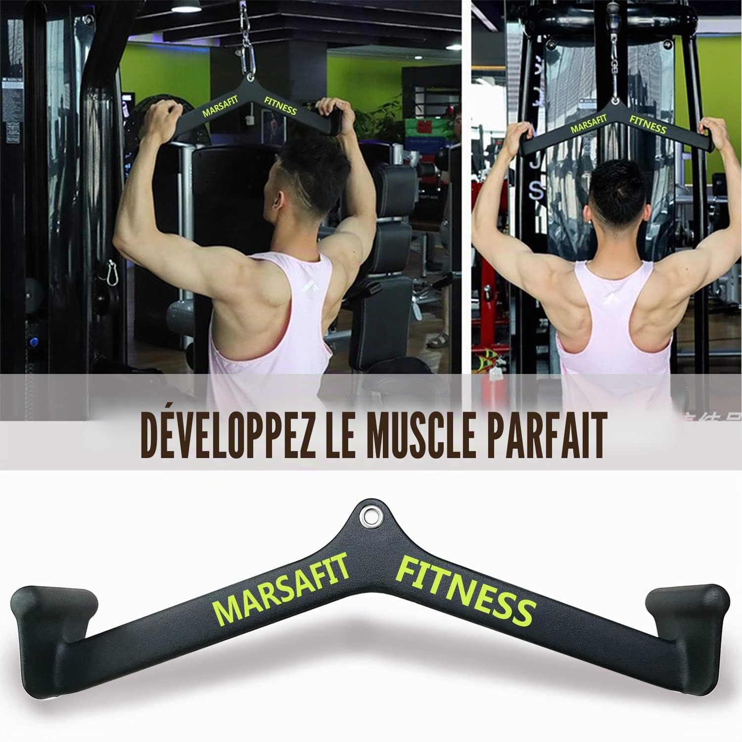 MARSAFIT Barre en T pour la maison, la gym, le fitness, l'aviron, la barre de traction pour biceps, triceps et triceps