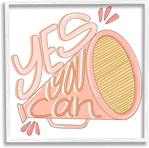 Miniatura 1 de Stupell Industries Yes You Can Megaphone Cheerleader Shout Frase motivacional, diseño de Anna Whitham, rosa