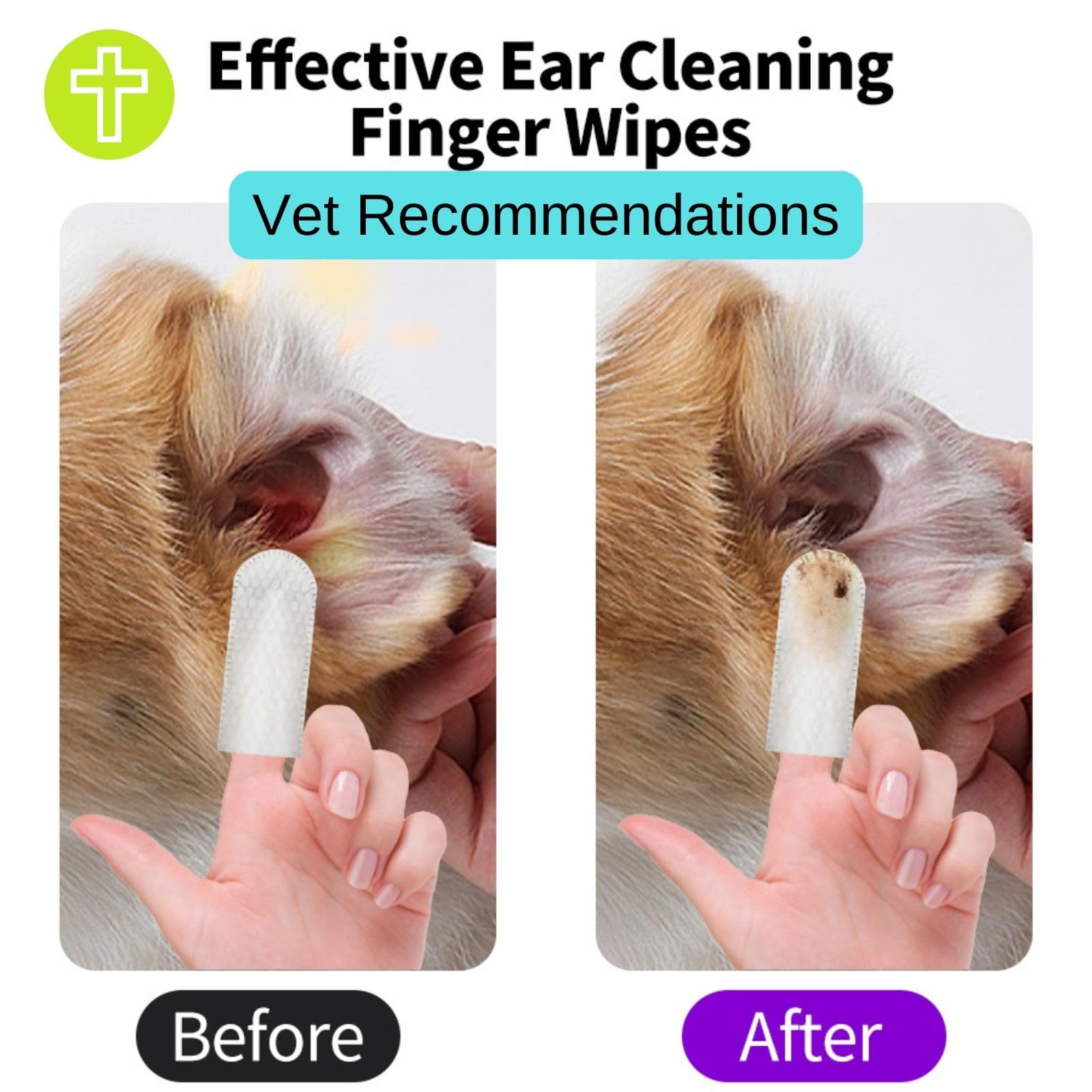 Mloowa Dog Ear Wipes Finger for Dogs Cats 50 Pcs Dog Ear Cleaner Reduce Earwax Buildup Sooths Deodorizes Relieve Ear Itching Inflammation, Fresh Coconut Scent, Natural Material 4
