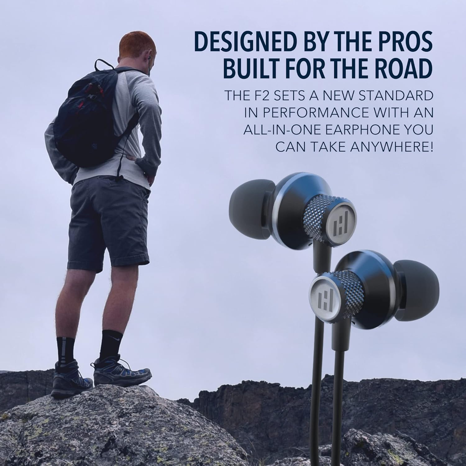 F2 Planar Magnetic Dual Driver Wired HiFi in-Ear Headphones - Earbuds, Pro-Sound Quality with 2 High-End Drivers, Total Clarity & Deep Bass, Sound Isolating Secure Fit, Controls, Mic, 3.5mm