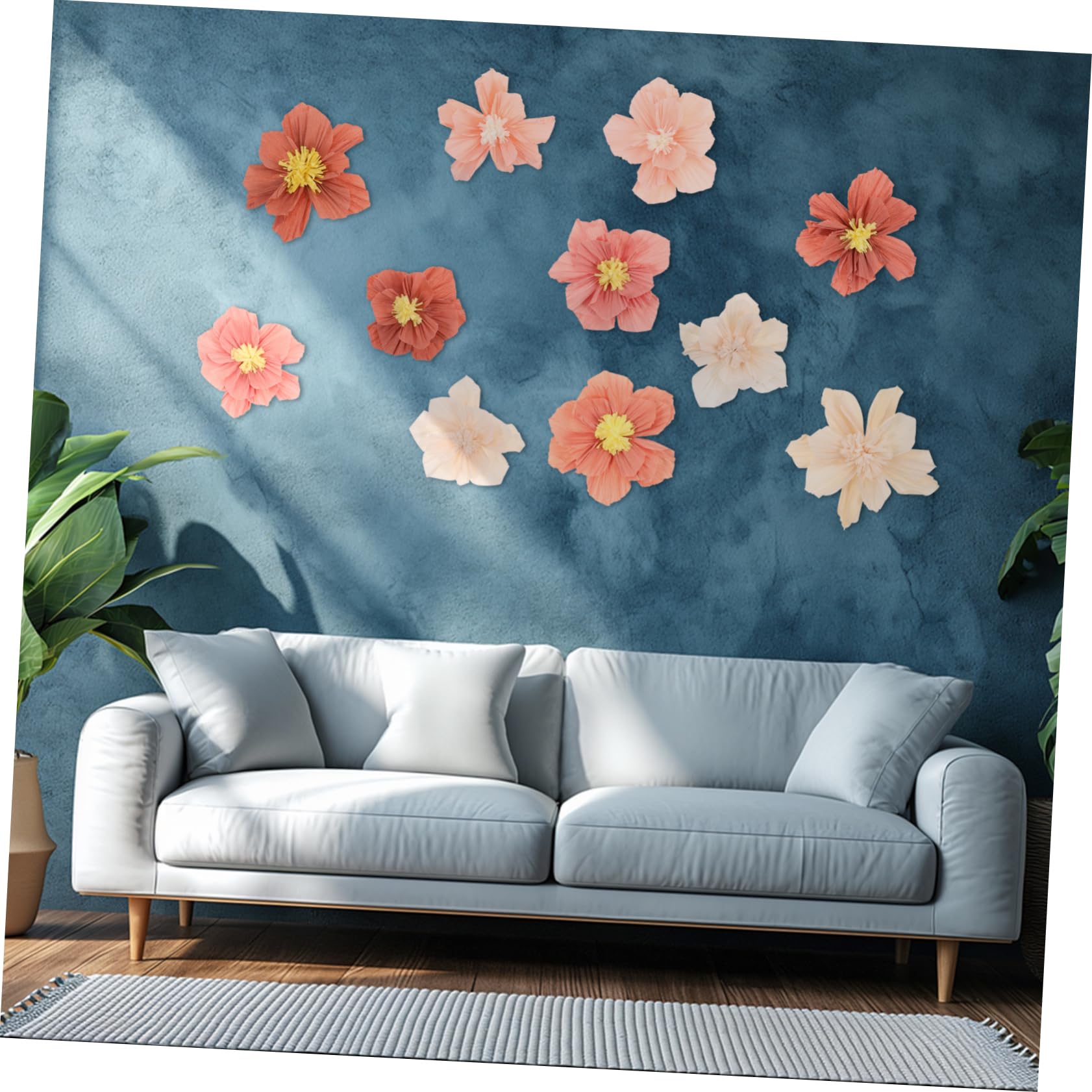 HAWILLOSCH 24pièces Fleurs Papier Crépon pour Décoration Murale Fleurs Artificielles Lifelike pour Mariages Fêtes Et Événements Spéciaux Variété De Couleurs Et Facile à Installer