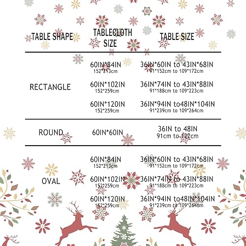 Miniatura 7 de Mantel de Navidad con diseño de muñeco de nieve y copos de nieve, mantel de Navidad rectangular de 60 x 84 pulgadas, mantel de Navidad para comedor,