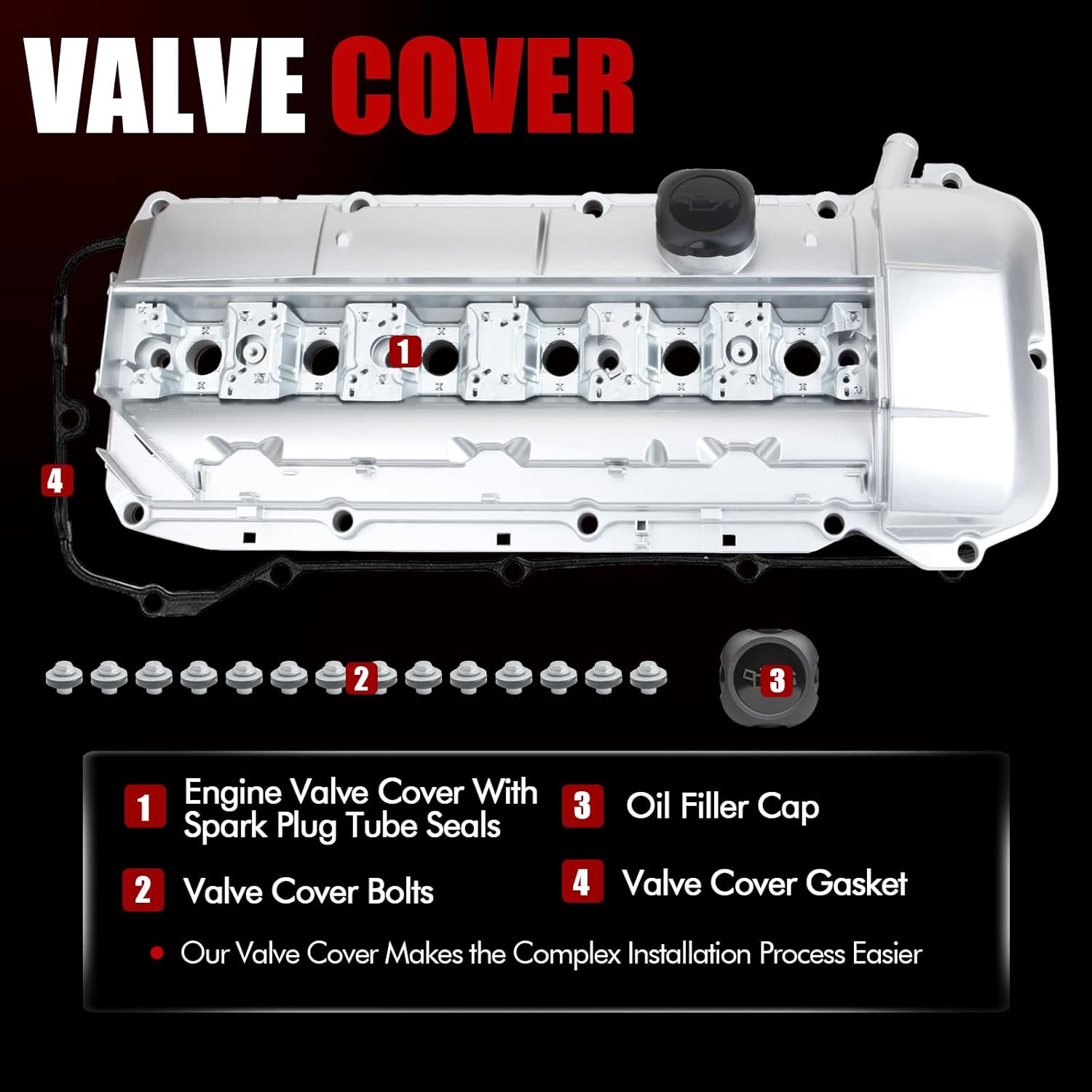 MITZONE Upgrade Aluminum Valve Cover Kit Compatible with 1998-08/2002 BMW Z3 323i 325i 328i 330i 525i 528i 530i X5 2.5L 2.8L 3.0L Part 11121432928