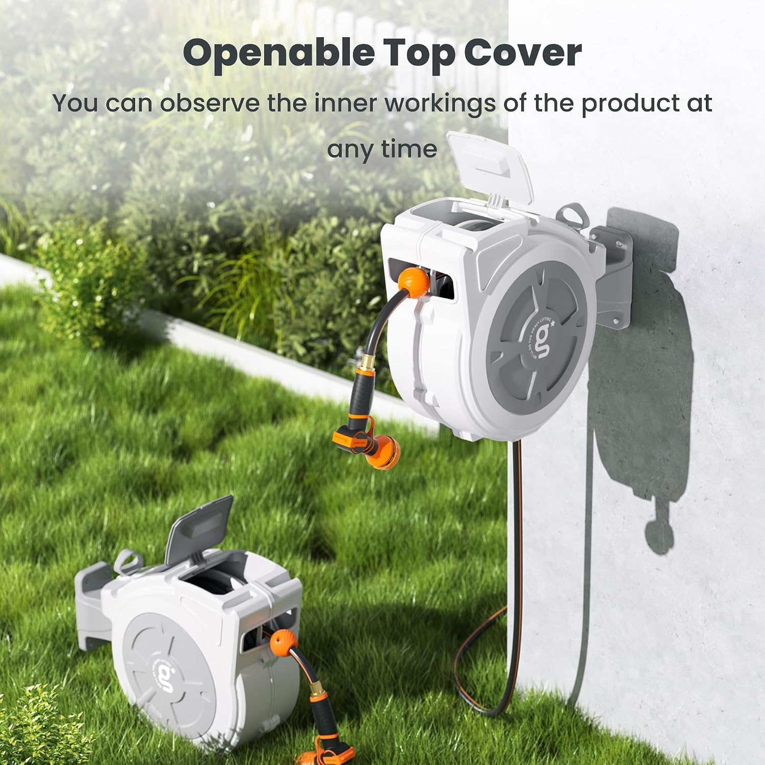 Retractable Garden Hose Reel - 65ft, Wall Mount -6 Retractable Garden Hose Reel - 65ft, Wall Mount -6