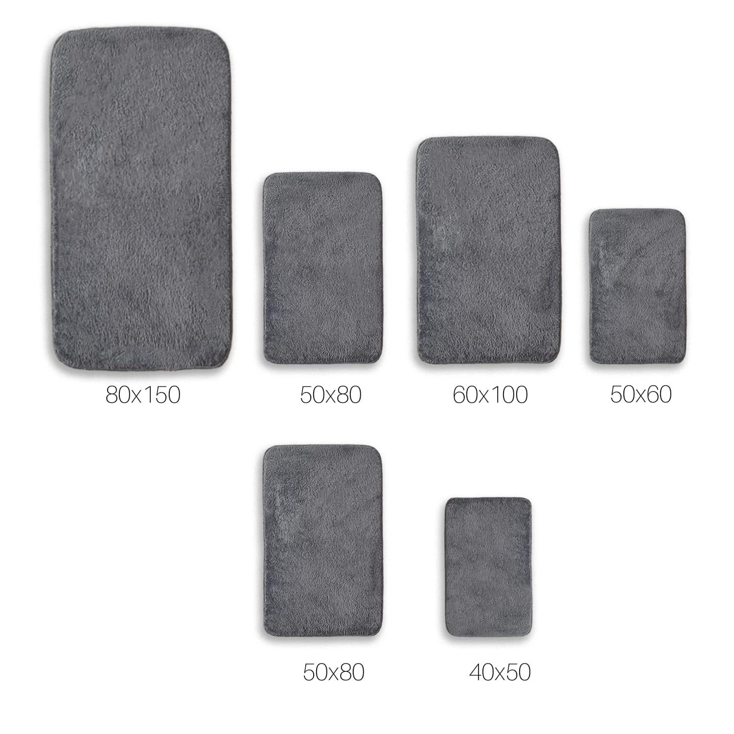 Relax - Alfombrilla de baño antideslizante, antracita, juego de 2 (80 x 150 cm) + (50 x 80 cm)