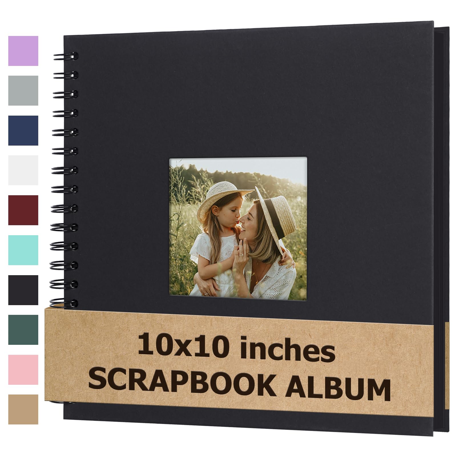 Álbum de recortes de 25,4 x 25,4 cm, tapa dura, papel kraft con ventana, libro de recuerdos en blanco para bebé, boda, libro de invitados, parejas, graduación, viajes, bricolaje, aniversario, 40