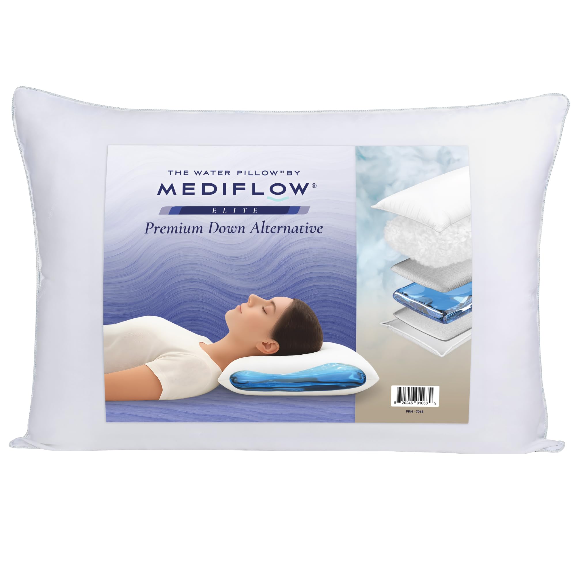 Mediflow Elite Down-Alternative Water Pillow – Adjustable Orthopaedic Neck Support – Side, Back & Front Sleepers (Single)