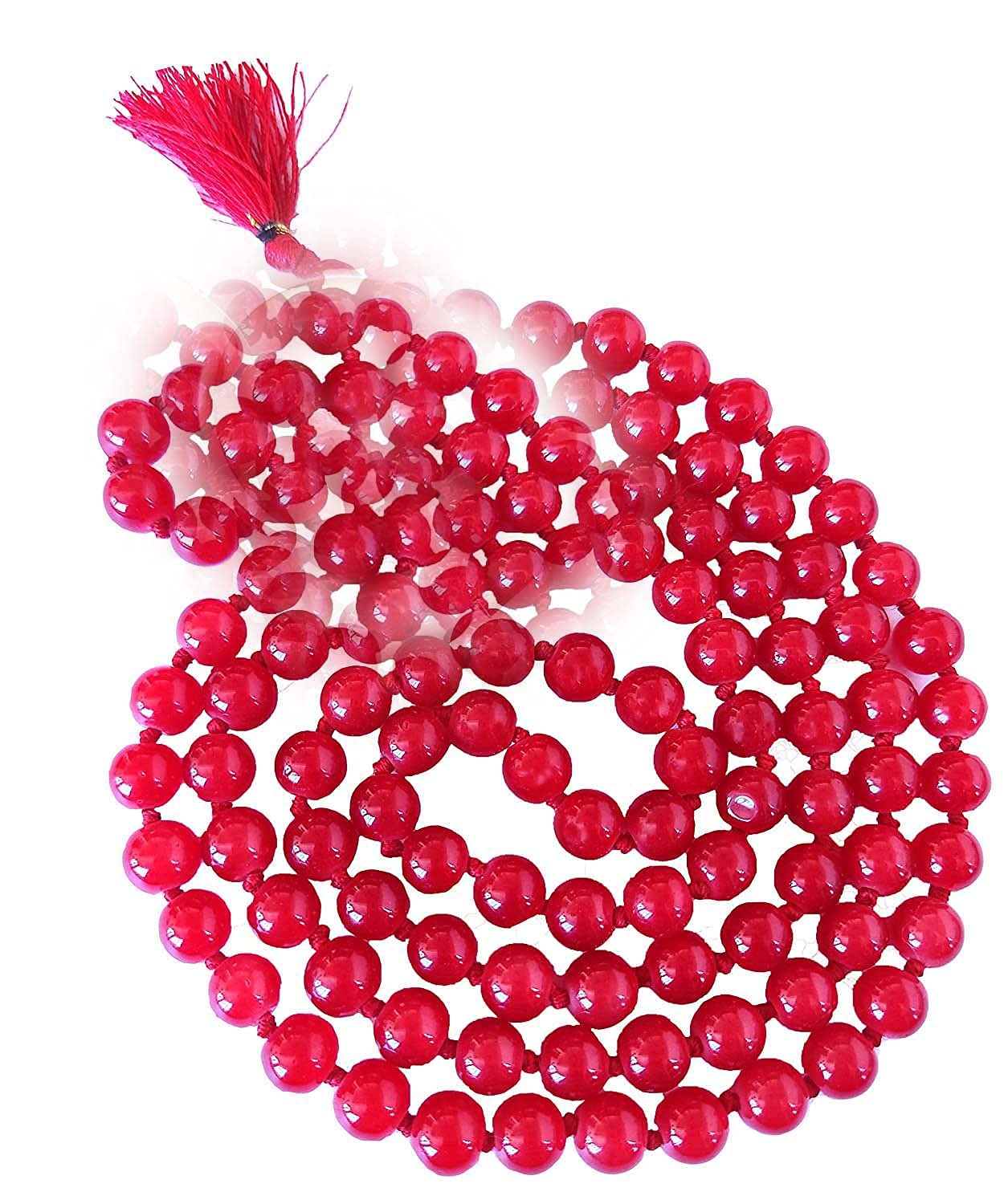 Aashita Creations Original Red Agate Hakik Mala For Mangal Dosh/Red Hakik Mala For Durga Mantra Jaap 108 Beads Red Agate Stone Mala For Gayatri Mantra