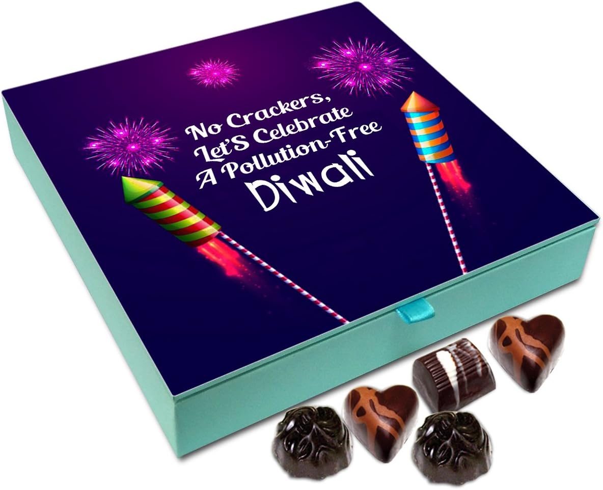 Chocholik Diwali Gift - No Crackers Let's Celebrate Pollution Free Diwali Chocolate Box - 9pc