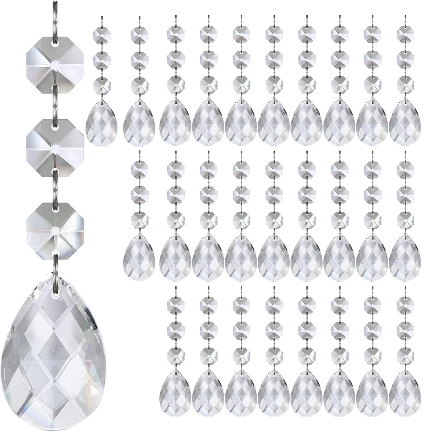 Carotoe Tears Set Sturdy Acrylic Snowflake Ice Sticks Christmas Decorations With Teardrop Balls, 30Pcs Clear Shatterproof Holiday Tree Ornaments Snowflake Ice Sticks Christmas Decorations