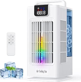 Portable Air Conditioner, 2000ML Personal Evaporative Cooler with Oscillation, RGB Lights, 4 Speeds, Timer