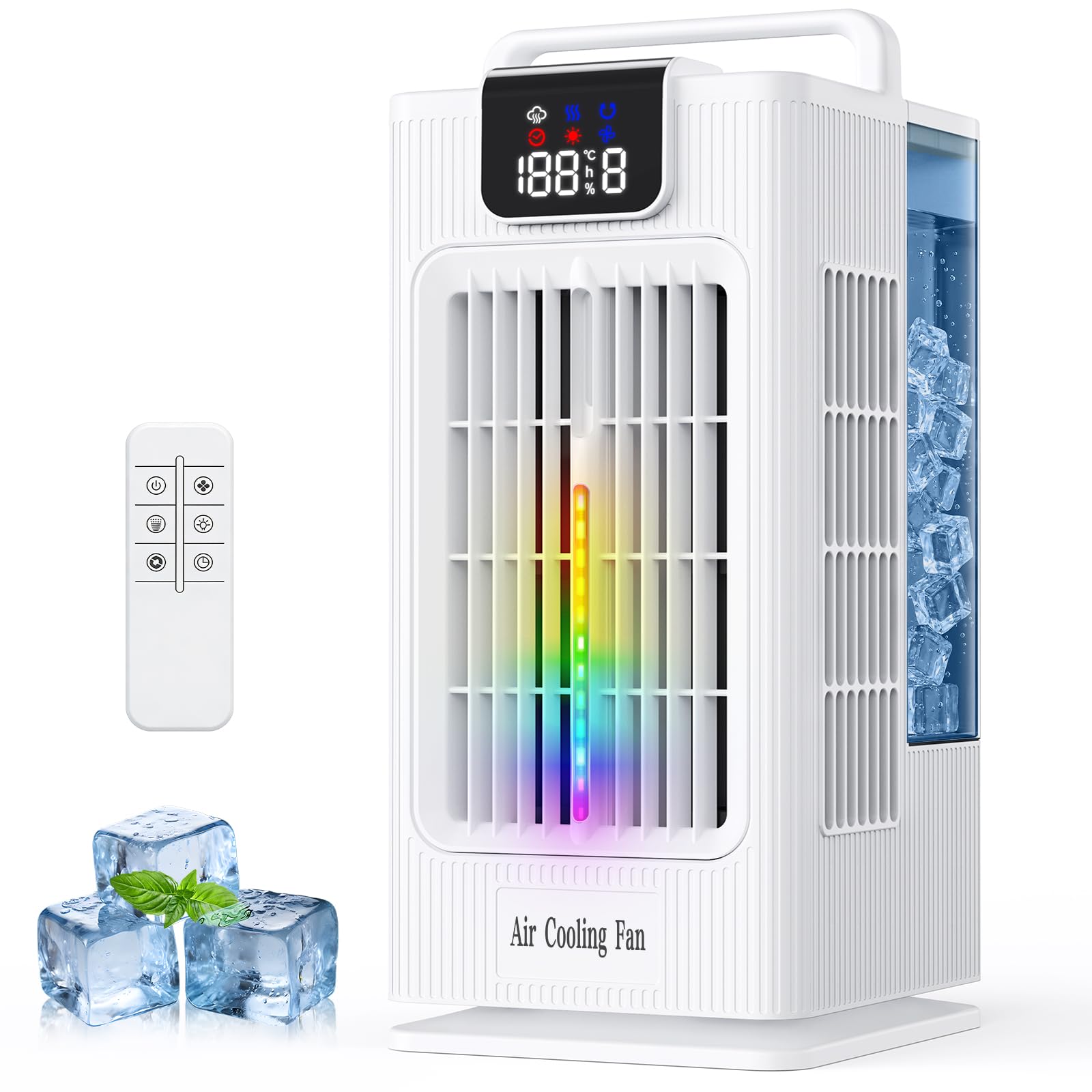 Photo 1 of Portable Air Conditioners, 2000ML Personal Air Conditioner, Mini Air Conditioner, Evaporative Air Cooler Fan with 120° Oscillation, 7 RGB Light Modes, 4 Speeds & 1-8H Timer for Bedroom Office
