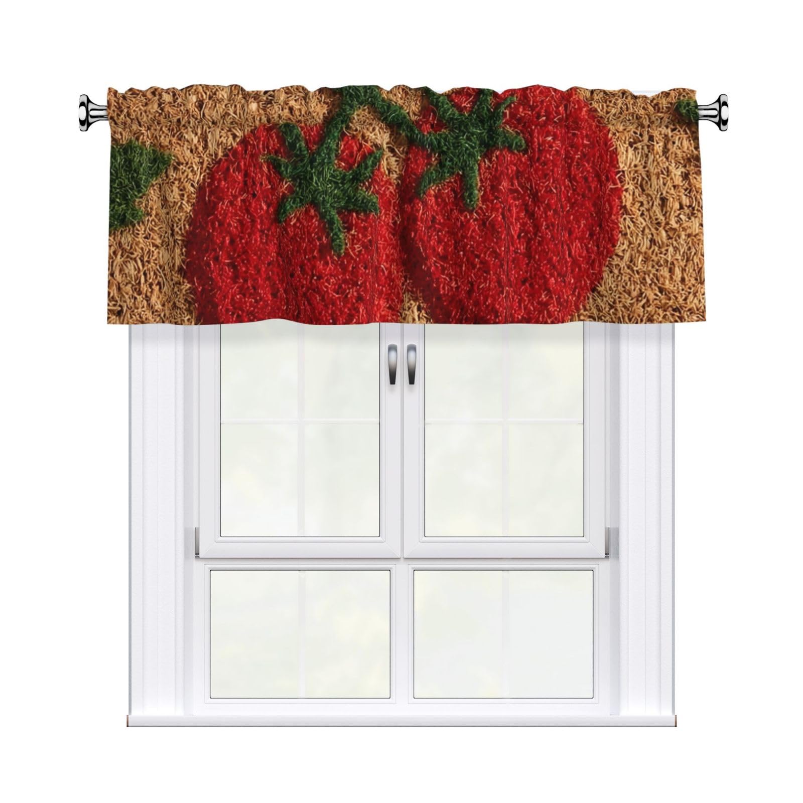 HJKJKKJ Window Valance 137x 46 CM Kitchen Curtains Tomatoes Valances for Windows Vintage Short Window Curtains Farmhouse Rod Pocket Decorative Curtain Valance for Bedroom Bathroom