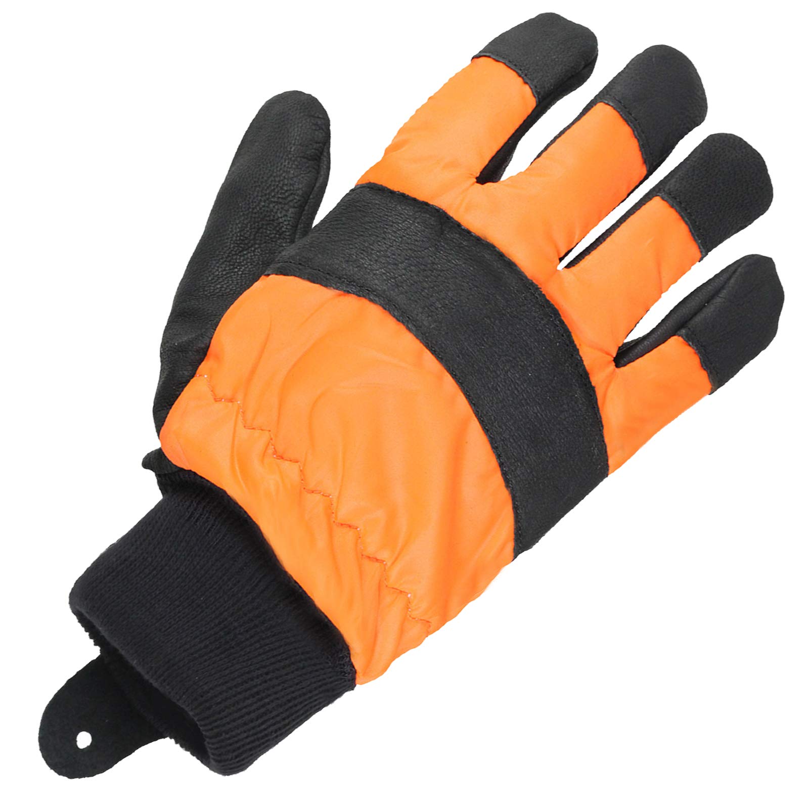 Spares2go Large Hi Visibility Chainsaw Comfort Safety Gloves - Size 10, Orange - Image 2