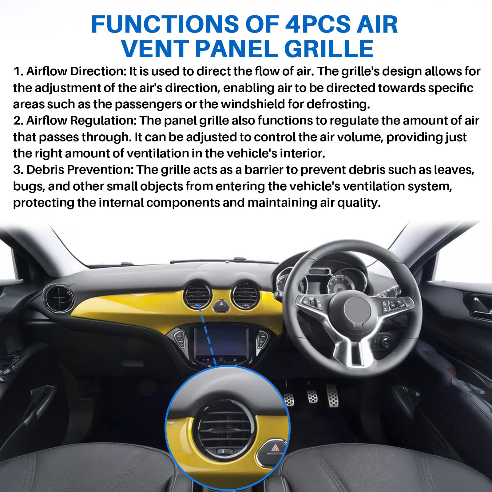 LoreenCar Lüftungsdüse Klimaanlagenauslass für Opel Corsa D S07 Adam