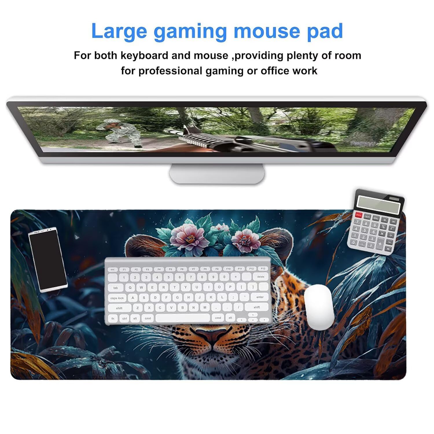 Podkładka pod mysz do gier, 1600 x 800 mm, XXL, duża gamingowa podkładka pod mysz, wodoodporna podkładka pod mysz, długa podkładka na biurko z przeszytymi krawędziami, mata na biurko z gumową