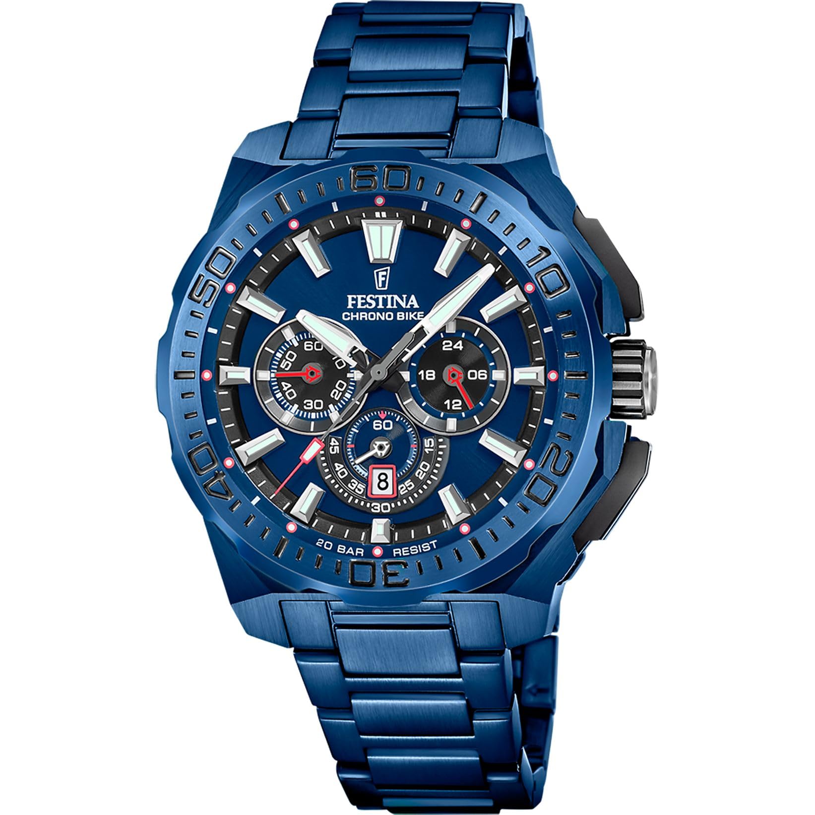 Festina Orologio Uomo Analogico in Acciaio Inossidabile 316l Blu F20729/1 | Movimento al Quarzo, Cronografo, Calendario, Vetro Minerale ad Alta Resistenza