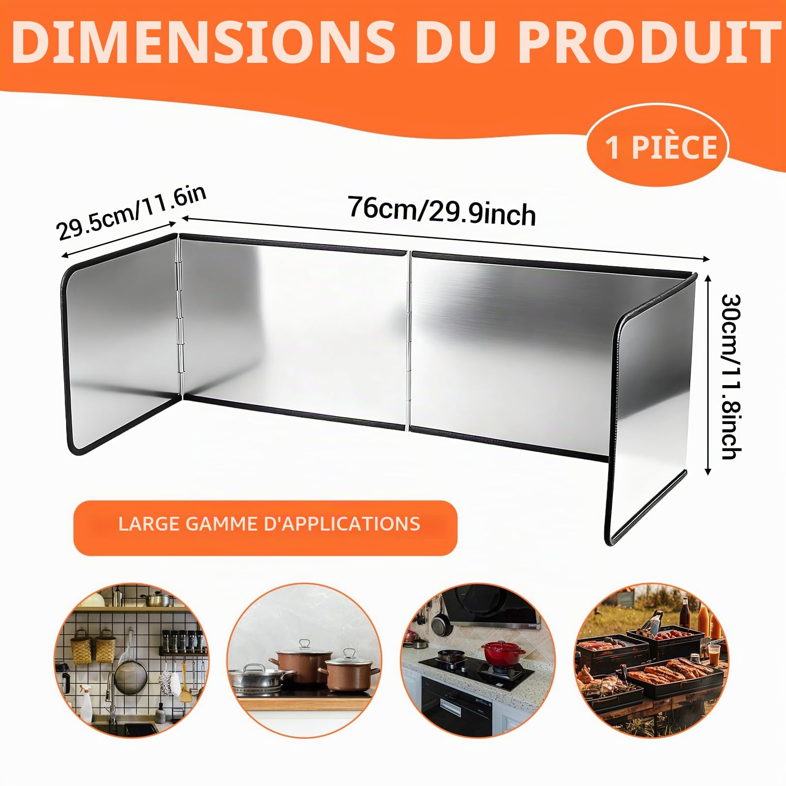 Protection anti-éclaboussures pour cuisine - 4 protections anti-éclaboussures - Paroi pliante - Protection anti-éclaboussures - Protection anti-éclaboussures pliable pour cuisines - Taches