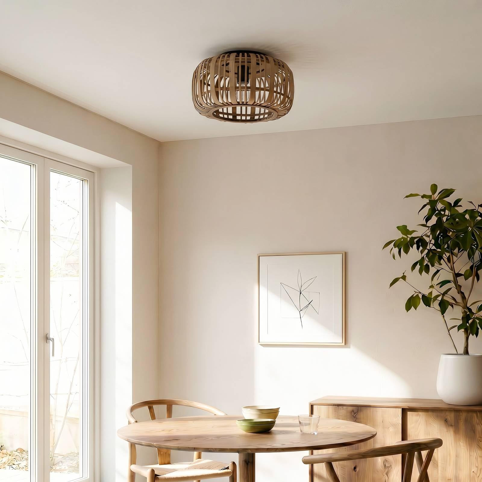 Lindby Deckenlampe Canyana (Landhaus, Vintage Rustikal) aus Holz (1 flammig E27) - Deckenleuchte Lampe Wohnzimmerleuchte