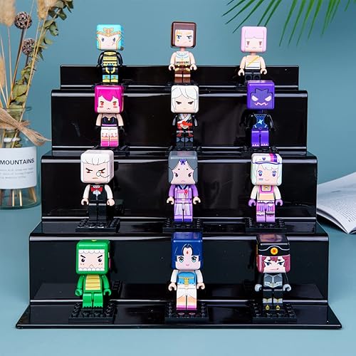 Miniatura 5 de NEETBU Paquete de 2 soportes de exhibición doblados de 4 niveles para figuras, perfumes, estante de exhibición de esmalte de uñas para decoración y