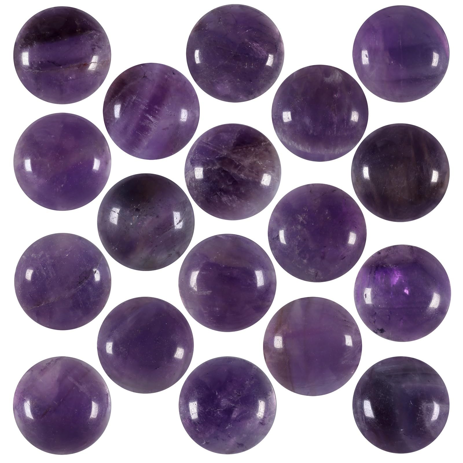 KYEYGWO 10 Pcs Half Round Crystal Beads for Jewellery Making 16 mm, Natural Amethyst Cabochon Gemstones No Hole Flat Back Stones for Crafts