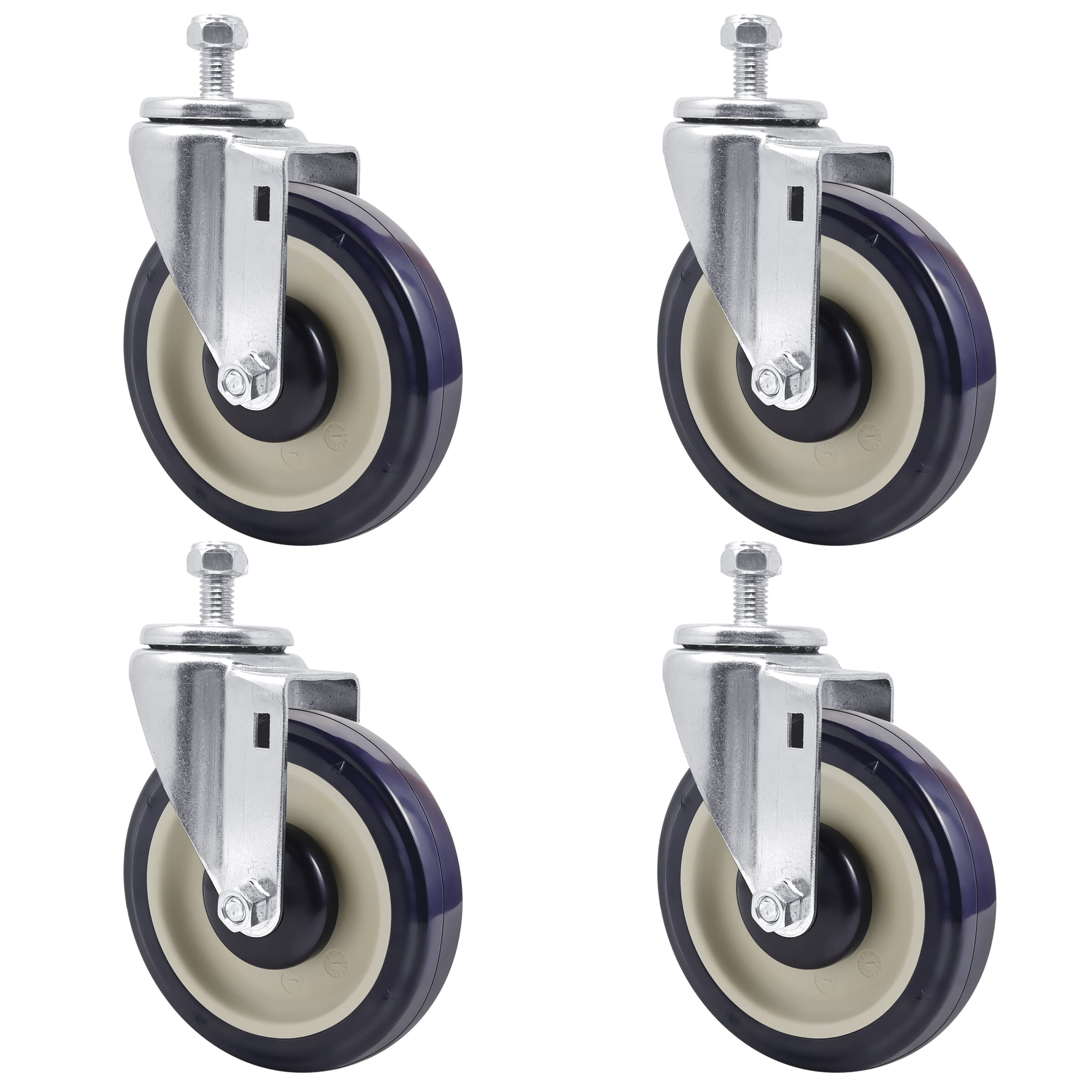 SY America Heavy Duty Stem Caster Wheels - 5 inch for Cart Swivel Smooth Running Shopping Replacement with 4pcs Nut Furniture,Storehouse,Workbench [ 4 Packs]
