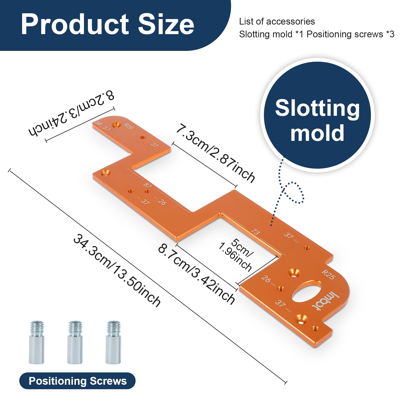 Arc Grooving Auxiliary Tool, Arc Grooving mold, Invisible Embedded Handle Slotting Template Slot Positioning Tool for Wardrobe Kitchen Handle, Woodworking Round Corner Radius Templates