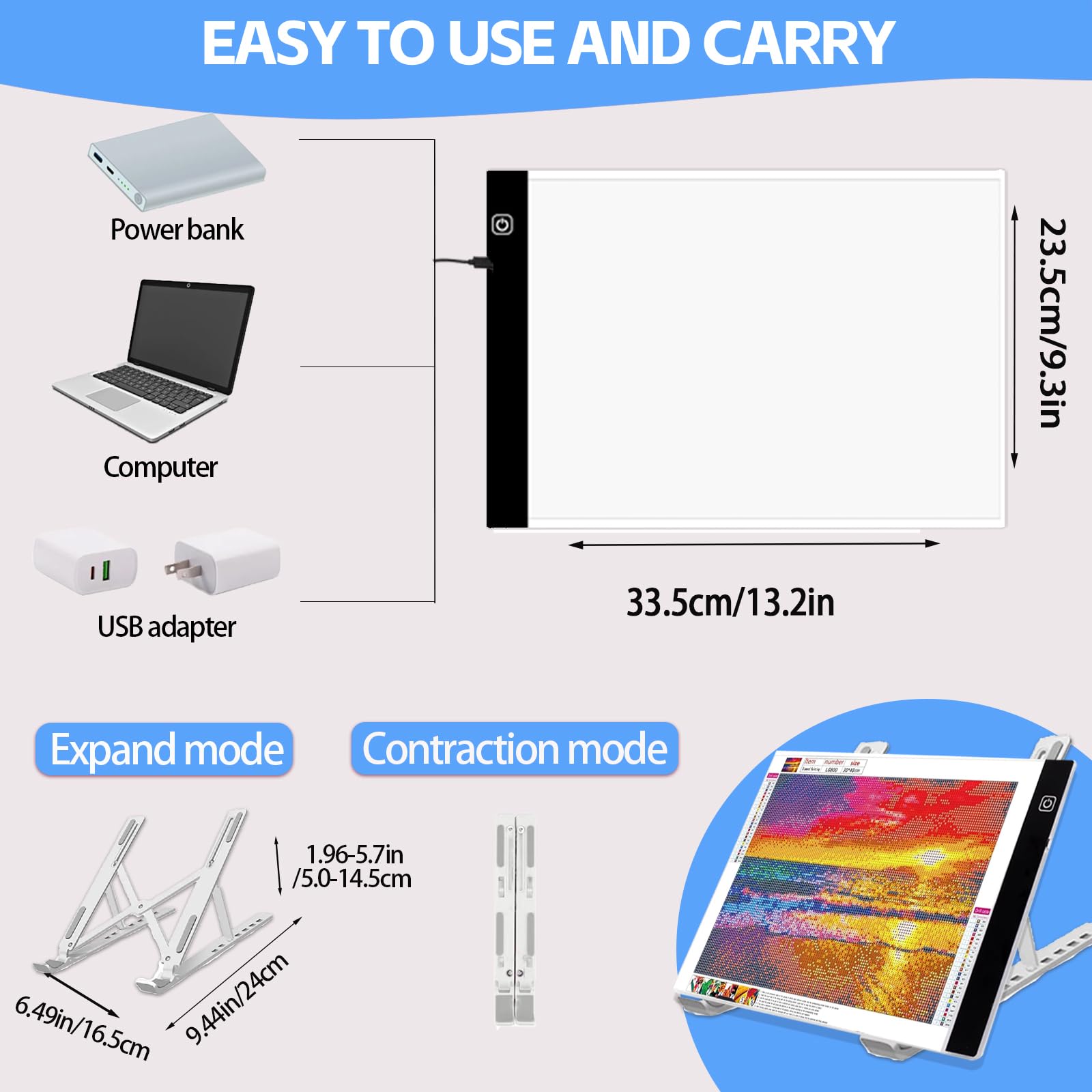 Diamond Art Kit - Complete Accessories & LED Light Pad -2