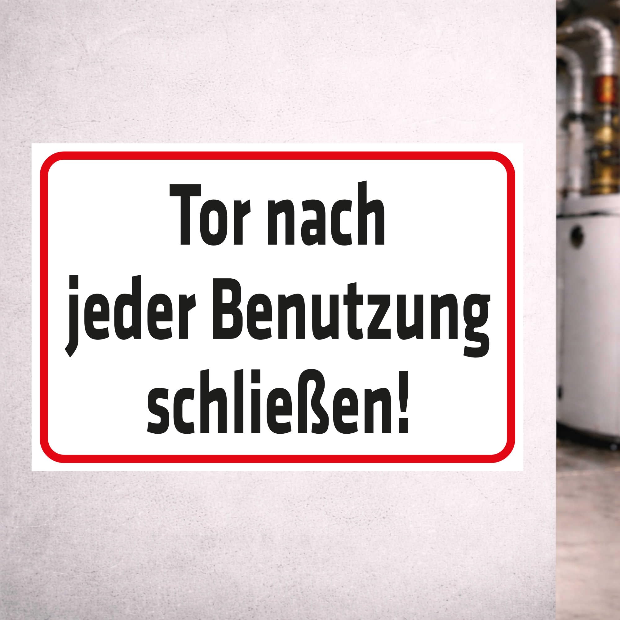 INDIGOS UG - Aufkleber Tor nach jeder Benutzung schließen - 800x600 mm - Hinweisschild Warnschild Sicherheitsschild - Sticker - für Innen und Außen
