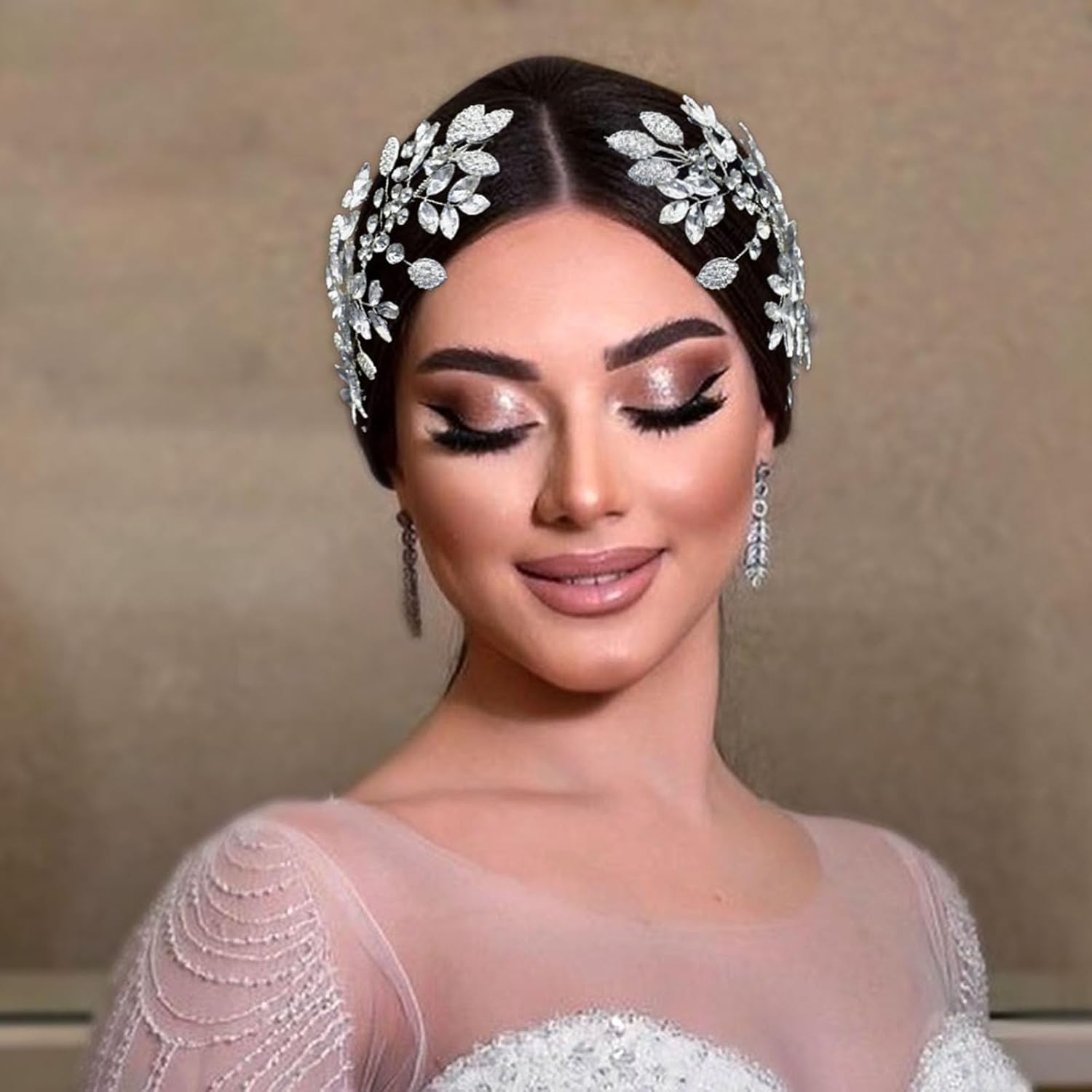 2 PCS Rhinestone Headband, Elegant Wedding Headpiece for Bride, Sparkling Bridal Hair Accessories