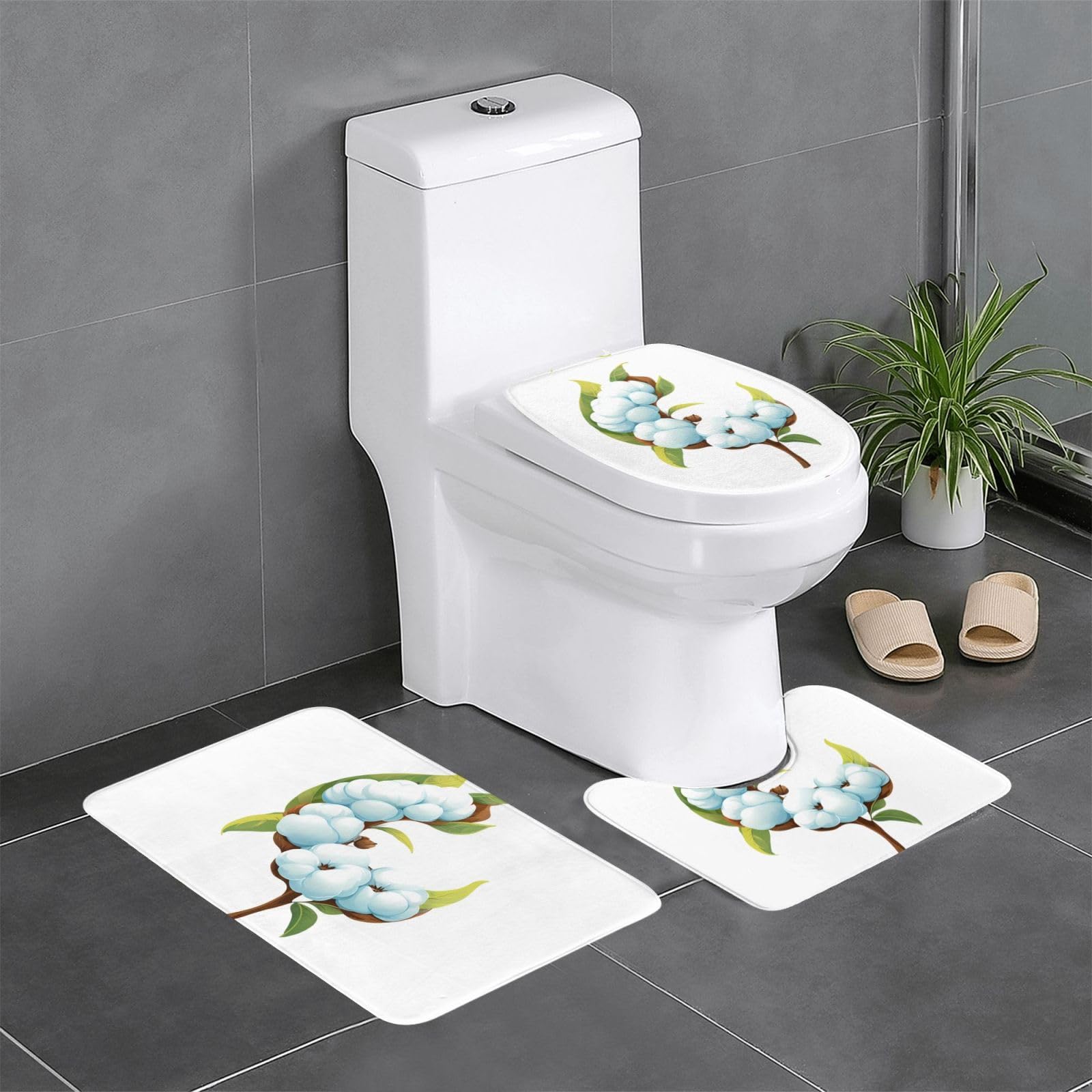 Tapis de salle de bain en coton en forme de croissant pour habiller le meuble-lavabo