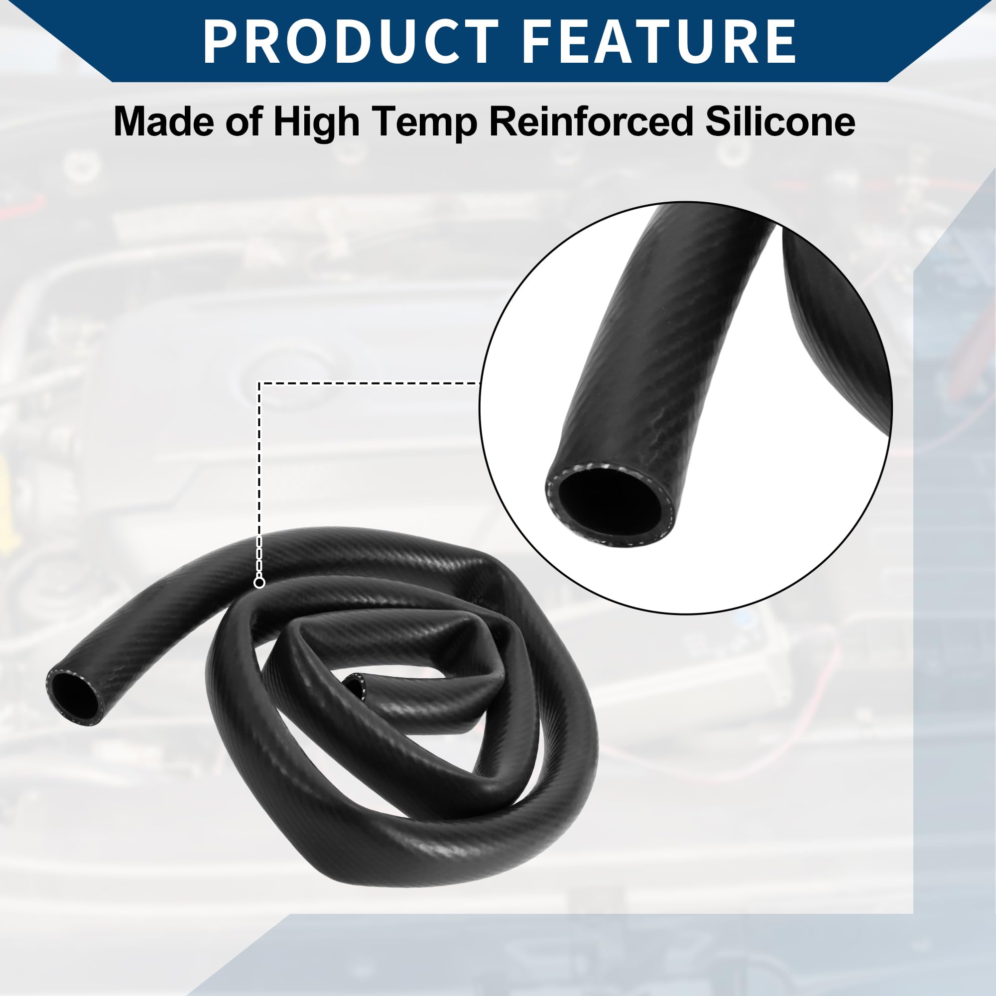 Tubo in Silicone per Aspirazione Tubo per Linea di Aspirazione Automobilistica Ad Alta Temperatura 3.3 ft 7/8" 22mm ID 3mm Spessore 1 Pezzo Nero 130PSI Pressione Massima