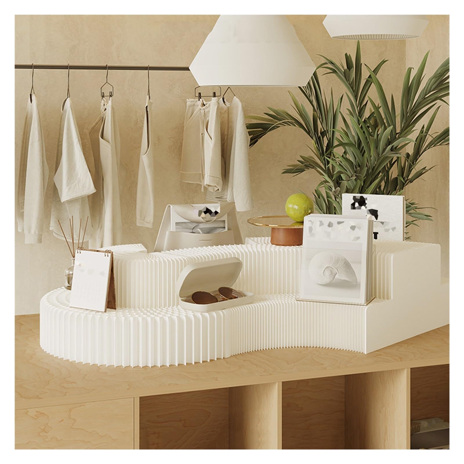 WIGING 2-Layer Paper Retail Display Stand Product Riser For Retail Showcase Home Decor Foldable Dessert Storage Platform Reusable