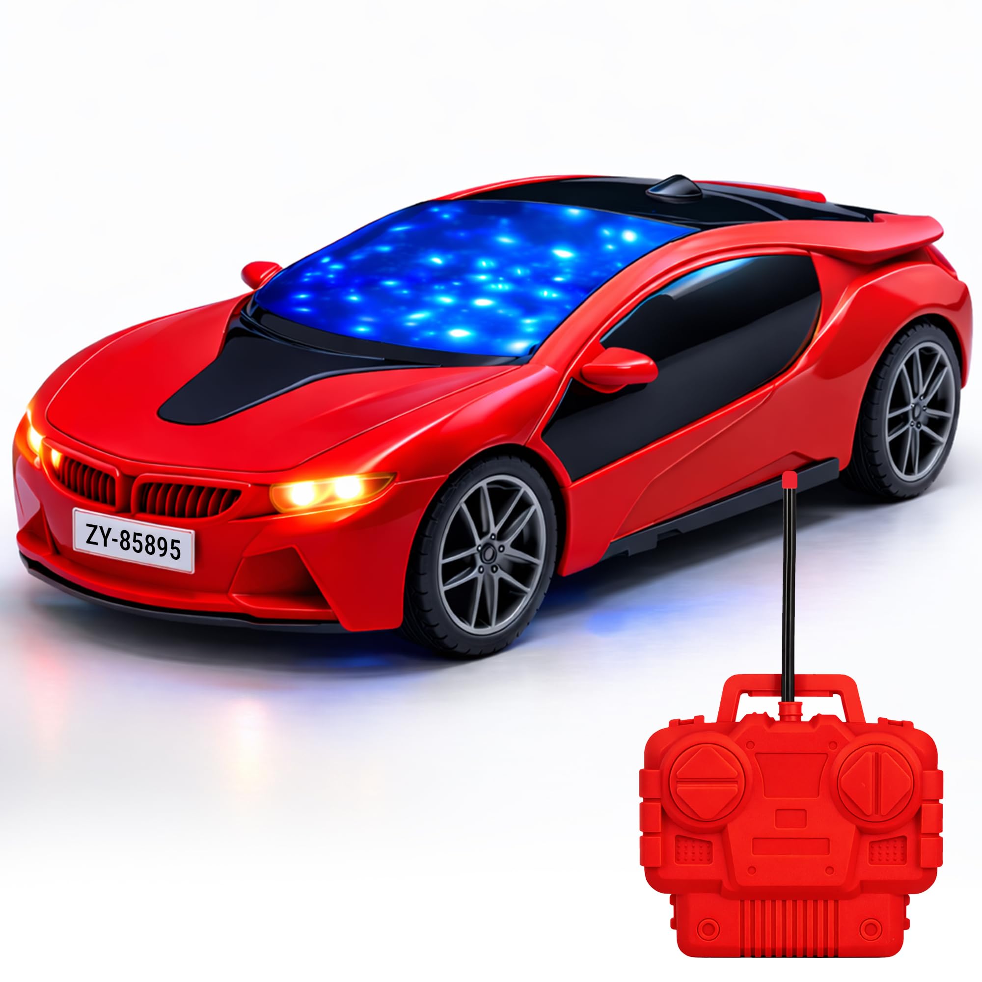Remote Control Car for Kids and Children, 3D Lights Famous RC High Speed Racing Car, Battery Toy for Boys & Girls Age 3+ (Red)-image-31