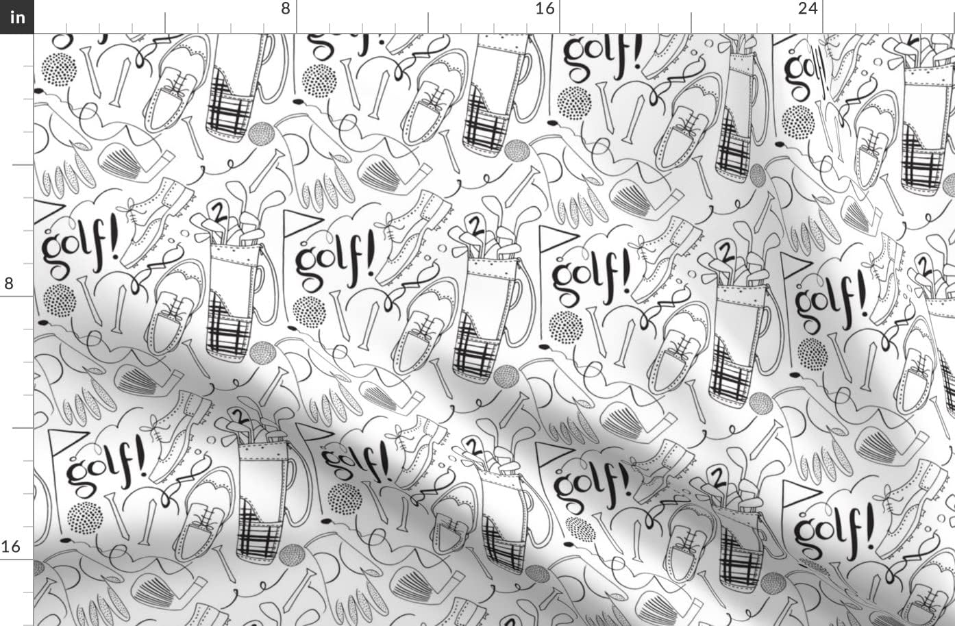 Spoonflower Fabric - Golf Black Shoes Balls Sport Printed on Organic Cotton Sateen Fabric by The Yard - Sewing Quilting Apparel Home Decor