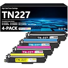 TN-227 High Yield Toner 4-Pack Replacement for TN227 Toner Cartridge TN223 Compatible with HL-L3210CW HL-L3230CDW HL-L3270CDW MFC-L3710CW MFC-L3750CDW L3770CDW Printer Black/Cyan/Magenta/Yellow