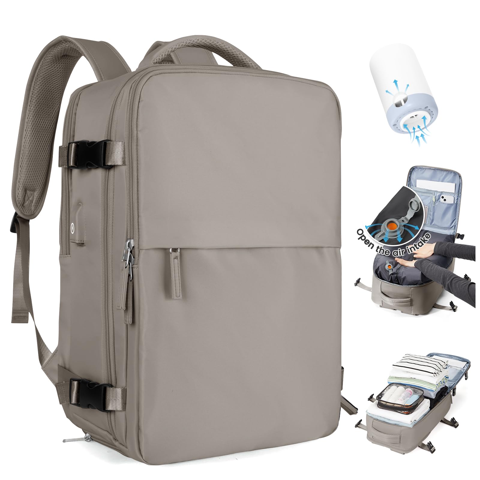 SZLX Zaino Ryanair 40x30x20 Sottovuoto con Pompa Zaino da Viaggio 40x30x20 Wizzair Bagaglio a Mano 40x20x25 Ryanair Donna Borse da Cabina per Easyjet 45x36x20 Uomo Zaino Laptop 14 Pollici Valigia