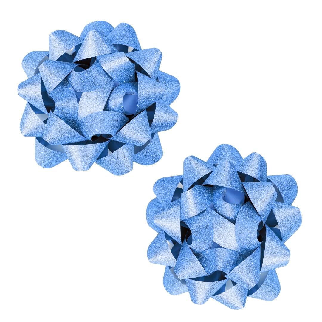 Wanna Party Pack of 2 Blue Bows for Gift Wrapping, Ribbon Bows for Wedding Christmas Birthday Gift Baskets or Valentine's Day Flower Gift Boxes Decoration (Blue)-picture-45