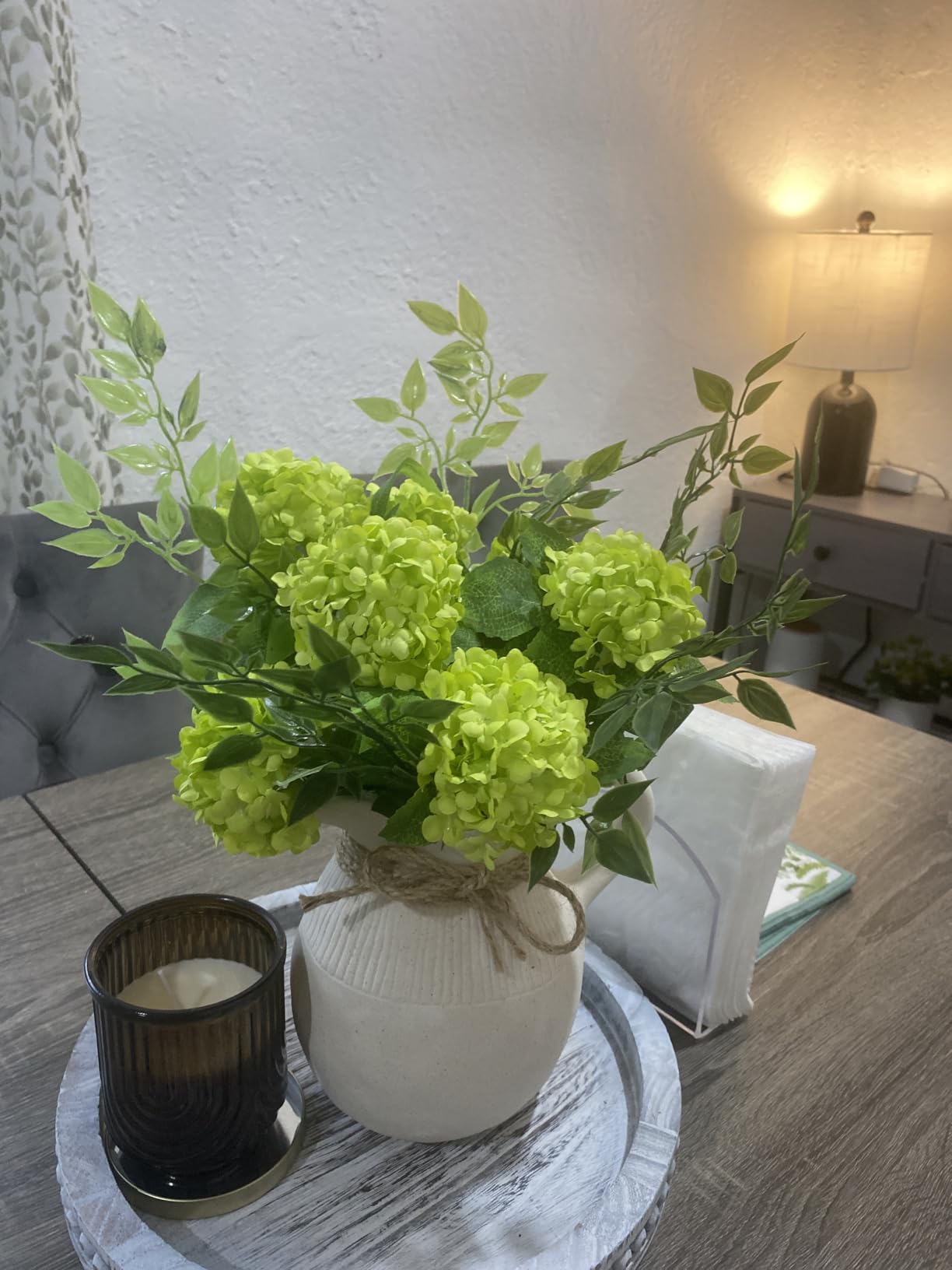 Faux Hydrangea, Faux Hydrangea Arrangement, Faux Snowball Hydrangea in White,Green,Pink,Blue,Yellow photo review