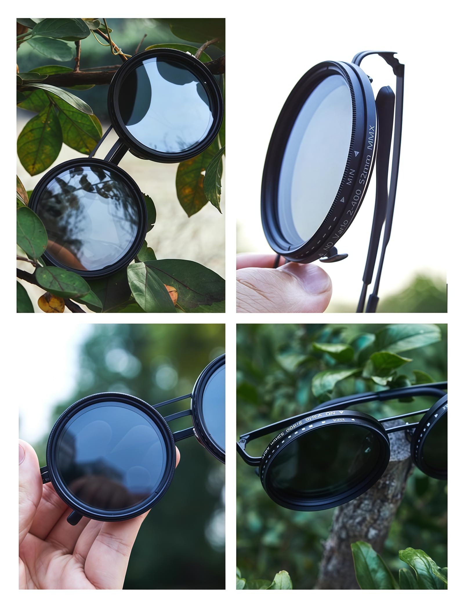 9-stufig verstellbare runde polarisierte Sonnenbrille für Herren | Autofahren, Angeln, Reisen | ND-Linse mit UV400-Schutz,verstellbare Linsen