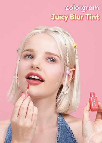 Miniatura 4 de COLORGRAM Juicy Blur Tint 07 Cheery Up Lychee  Semimate diario, semibrillante, tinte labial de larga duración, hidratante, construible y mezclable,
