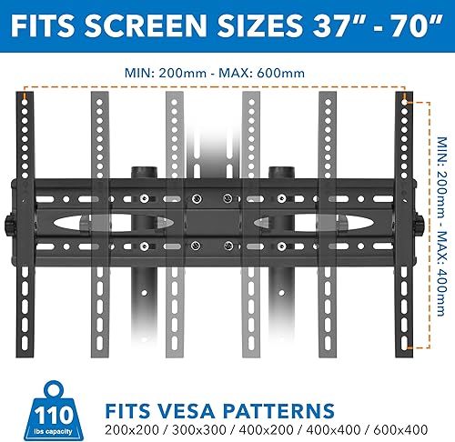 Miniatura 9 de Mount-It! Carrito de TV móvil para pantallas de 37 a 70 pulgadas, soporte de TV con ruedas de altura ajustable con estante y ruedas de bloqueo,