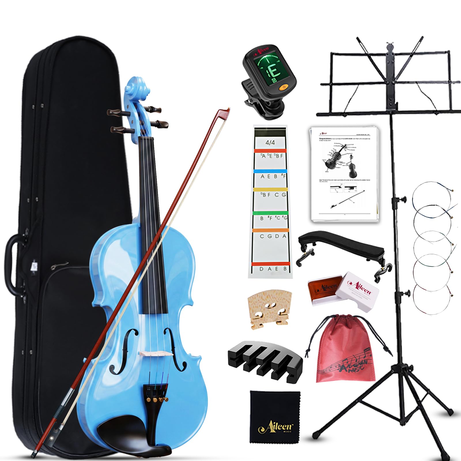 うるう/Aileen 4/4 バイオリンセット、フルサイズ フィドル Amazon.com: Aileen Violin 4/4 Full Size for Adults Beginners, Blue