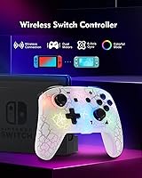 Vista 7 de Control de Switch, control inalámbrico para Switch, Switch Pro, Switch Lite o Switch OLED, control remoto inalámbrico con luces LED ajustables y 8