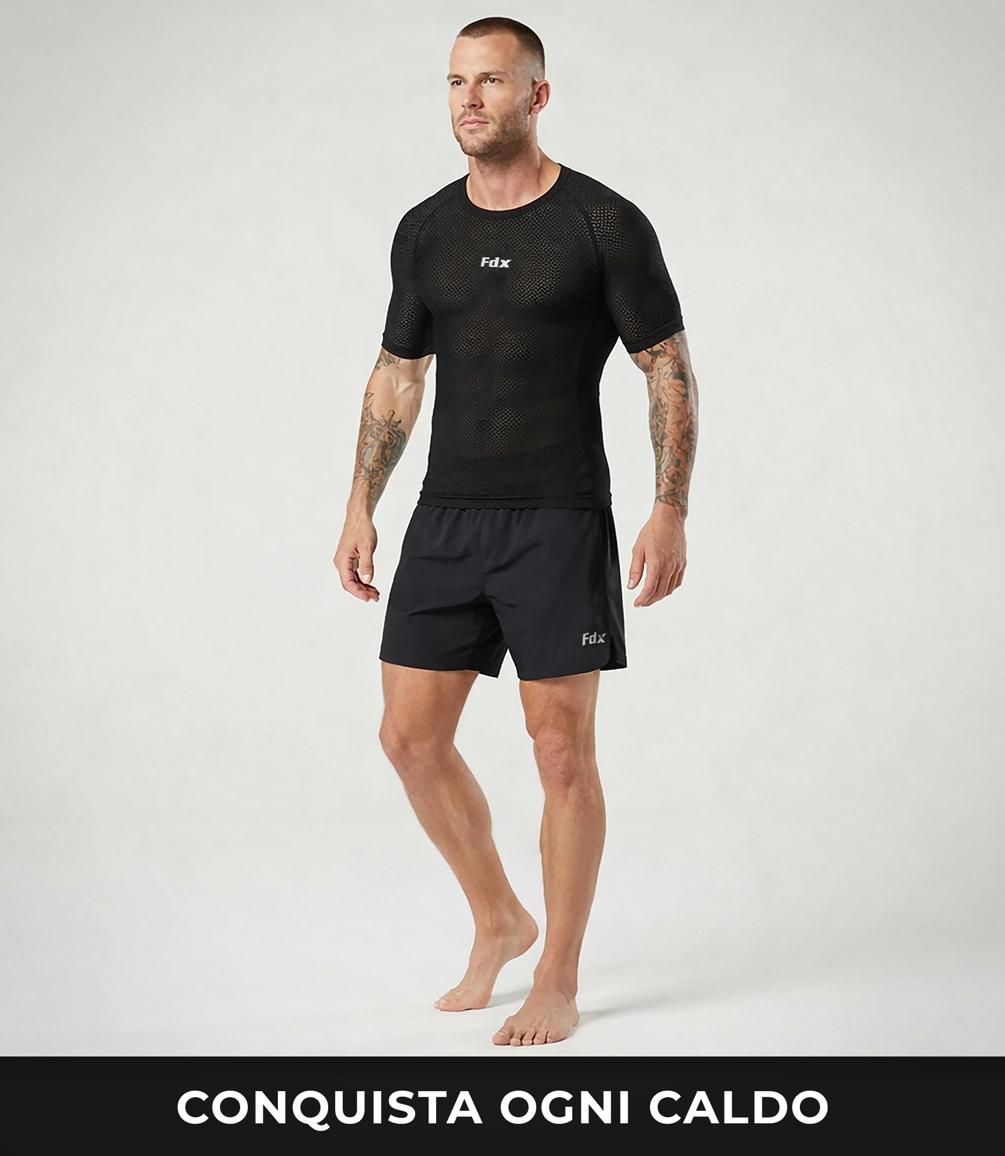 FDX Maglia Intima Cool Mesh a Mezza Manica – Estiva, Ultraleggera, Traspirante e antiodore, Ideale per Ciclismo, Corsa, Palestra, Allenamento ed Escursionismo