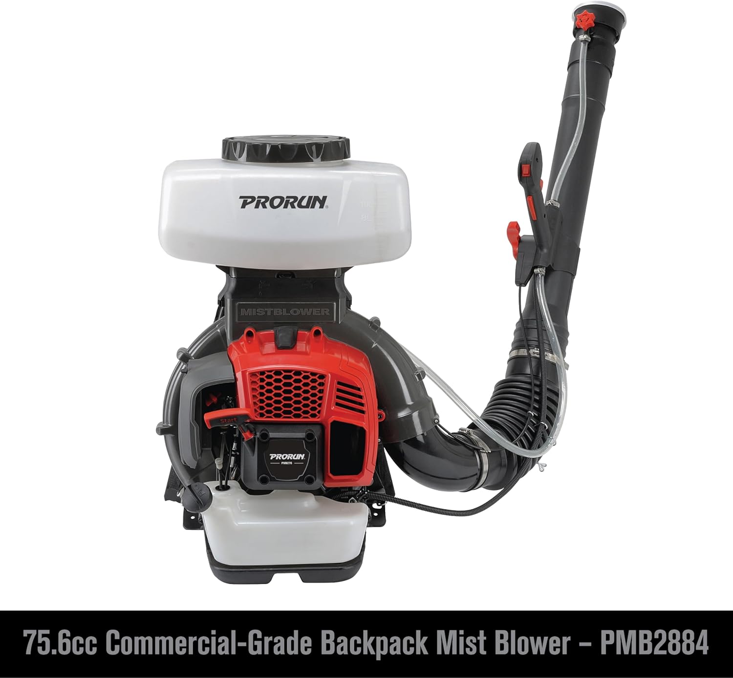 Prorun PMB2884 Backpack Mist Blower, 75.6cc 4.2HP Engine, 4-Gallon Tank, 3-in-1 Sprayer & Duster & Leaf Blower