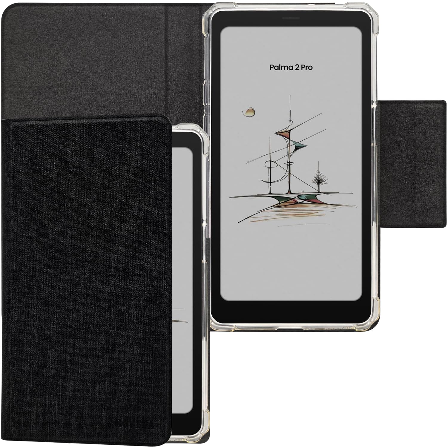 2in1 Magnetic Detachable Flip Case for Onyx Boox Palma2 Pro (2025 Released) TPU Transparent Cover with Auto Sleep/Wake, Magnetic Closure Buckle (Cloth Black)