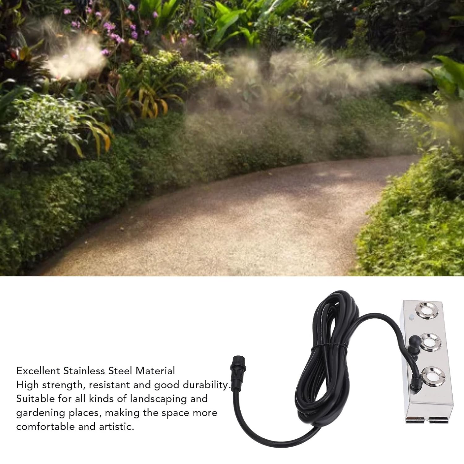 Ultrasonic Mist Maker Fogger, Stainless Steel 12 Cores 1.5KG Indoor 1.5m and Outdoor 3 Meter Cable Length Efficient Mist Production for Serene Landscapes