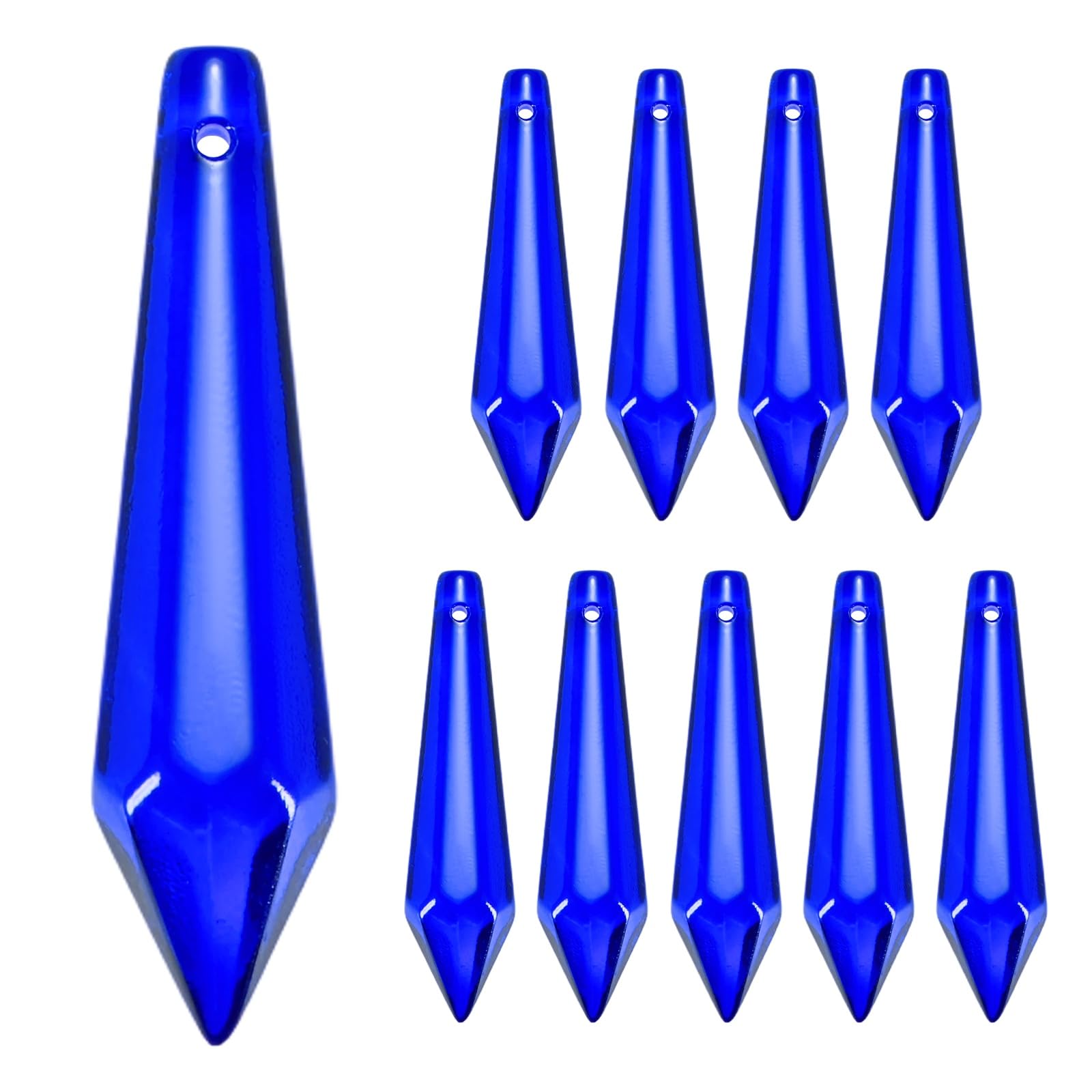 M METERXITY 10-Pack Crystal Icicle Prisms, 53mm/2.09 Inch Chandelier Pendant Maker Hanging Crystals Chandelier Prisms for Home/Windows/Garden/DIY Decoration[Blue]