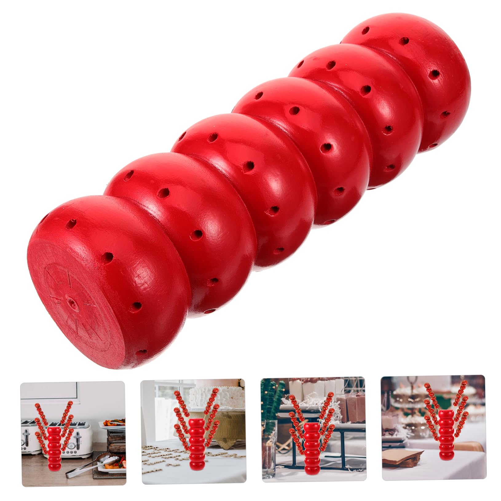 VOSAREA Présentoir à Sucettes Base de Spectacle Lisse sans Bavures Rouge en Bois Multiples Trous pour Fête ou Bureau